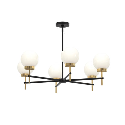Progress Lighting P400469-319 Rigsby 6 Light Matte Black with Brushed Gold Chandelier - Main Product Image