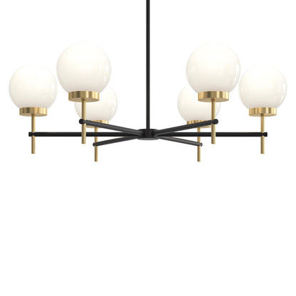 Progress Lighting P400469-319 Rigsby 6 Light 36 inch Matte Black with Brushed Gold Chandelier Ceiling Light