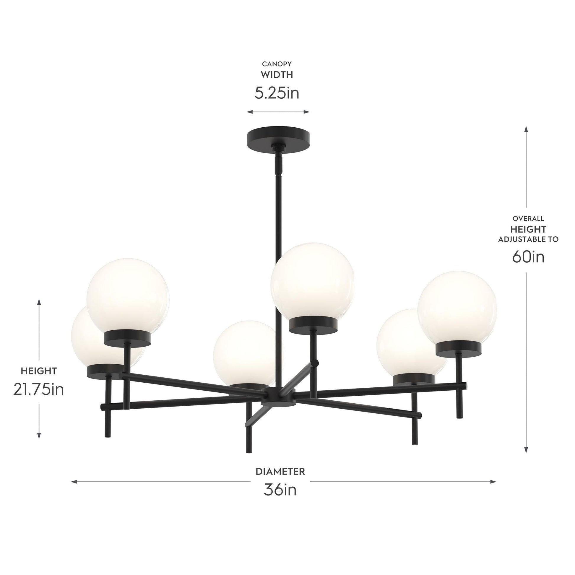 Progress Lighting P400469-31M Rigsby Chandelier Dimensions: 36 Inch Diameter, 21.75 Inch Height, Adjustable to 60 Inches