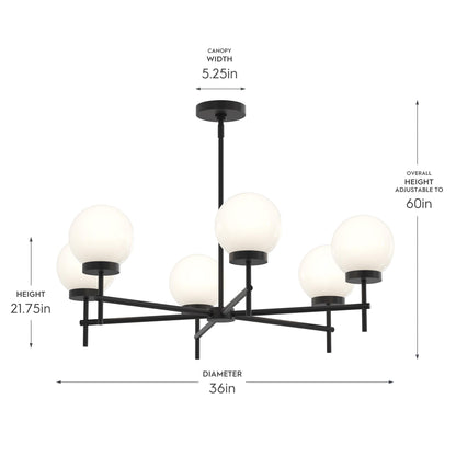 Progress Lighting P400469-31M Rigsby Chandelier Dimensions: 36 Inch Diameter, 21.75 Inch Height, Adjustable to 60 Inches