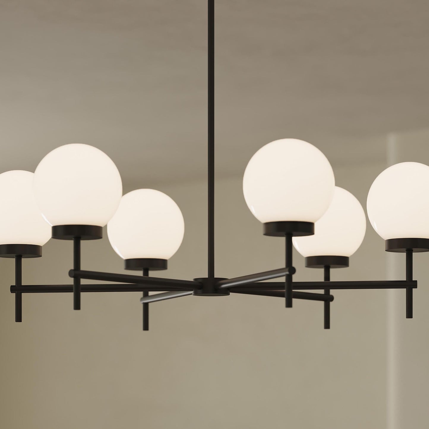 Progress Lighting P400469-31M Rigsby 6-Light Matte Black Chandelier - Close-Up Detail