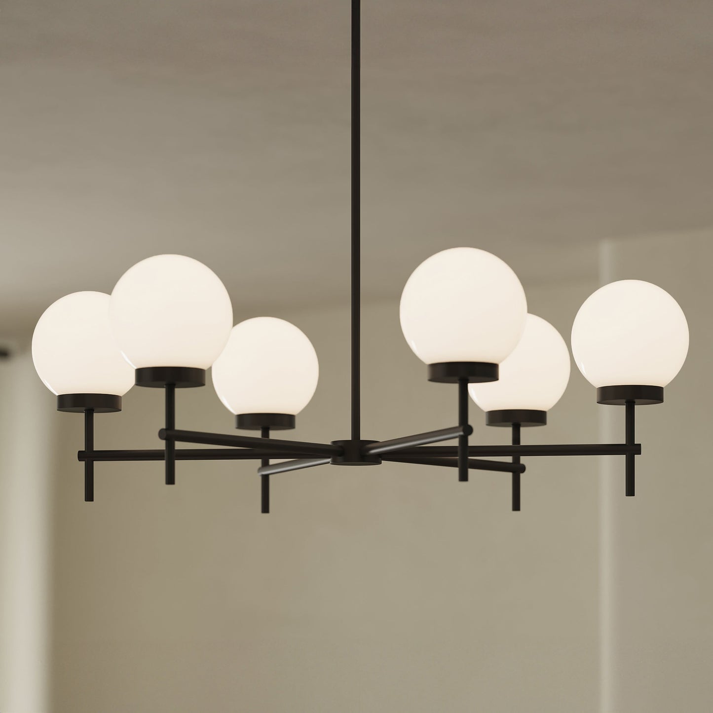 Progress Lighting P400469-31M Rigsby 6-Light Matte Black Chandelier - Lifestyle Shot