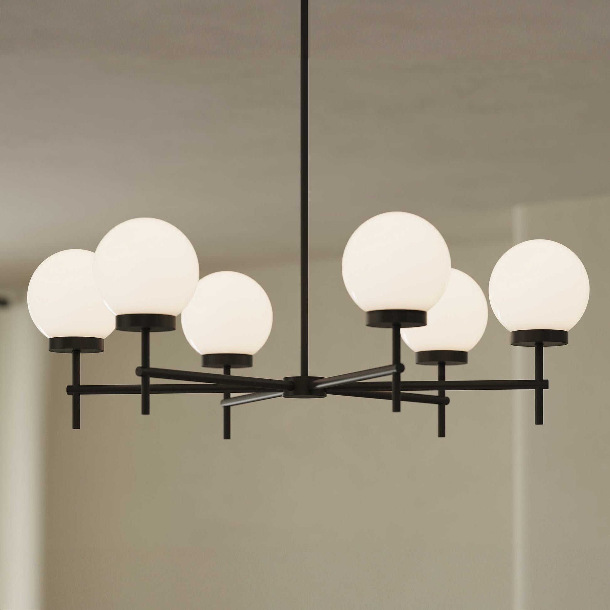 Progress Lighting P400469-31M Rigsby 6-Light Matte Black Chandelier - Lifestyle Shot