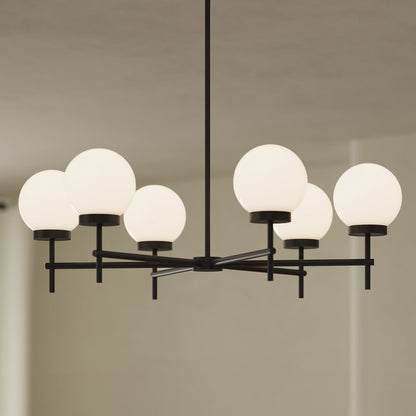 Progress Lighting P400469-31M Rigsby 6-Light Matte Black Chandelier - Lifestyle Shot