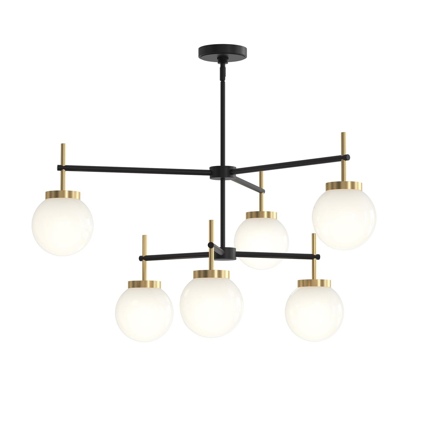 Progress Lighting P400470-319 Rigsby 6 Light 40 inch Matte Black with Brushed Gold Chandelier - Front View