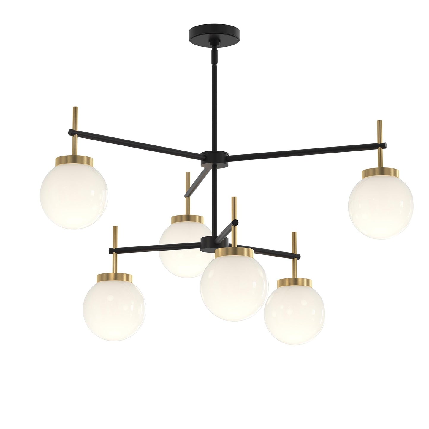 Progress Lighting P400470-319 Rigsby 6 Light 40 inch Matte Black with Brushed Gold Two-Tier Chandelier - Main View