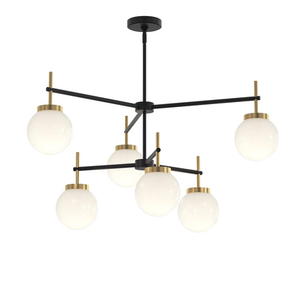 Progress Lighting P400470-319 Rigsby 6 Light 40 inch Matte Black with Brushed Gold Two-Tier Chandelier - Main View