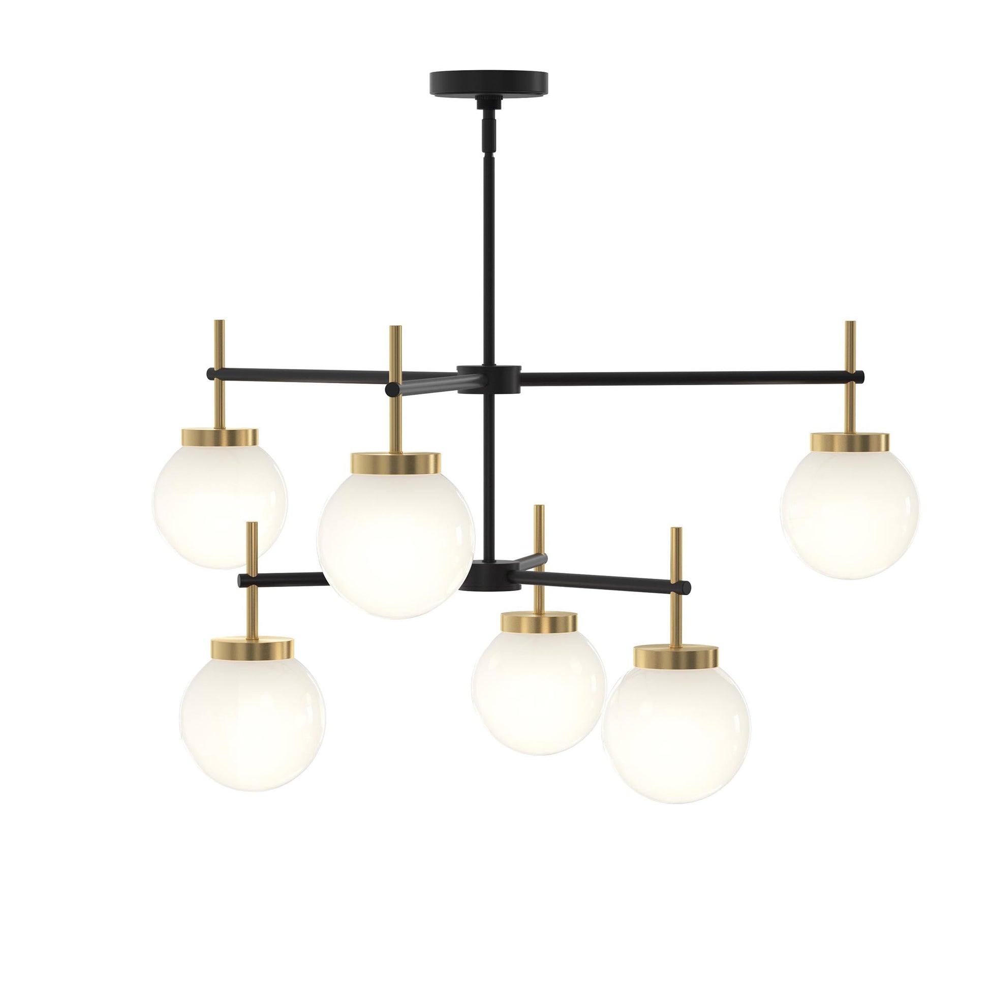Progress Lighting P400470-319 Rigsby 6 Light Matte Black with Brushed Gold Chandelier - Additional View