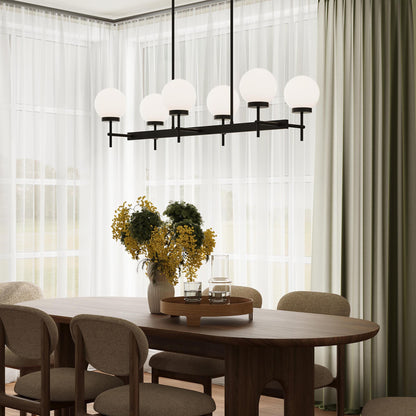 Progress Lighting P400471-31M Rigsby Matte Black Linear Chandelier - Daytime Dining Room Lifestyle
