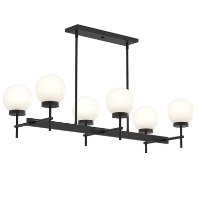 Progress Lighting P400471-31M Rigsby 6 Light Matte Black Linear Chandelier with White Globe Shades - Main Product Image