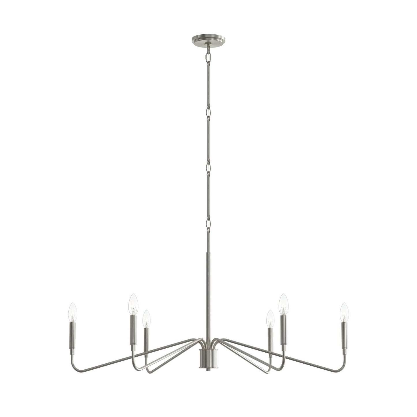 Progress Lighting P400472-009 Pilar 6 Light 40 inch Brushed Nickel Chandelier Ceiling Light