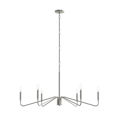 Progress Lighting P400472-009 Pilar 6 Light 40 inch Brushed Nickel Chandelier Ceiling Light