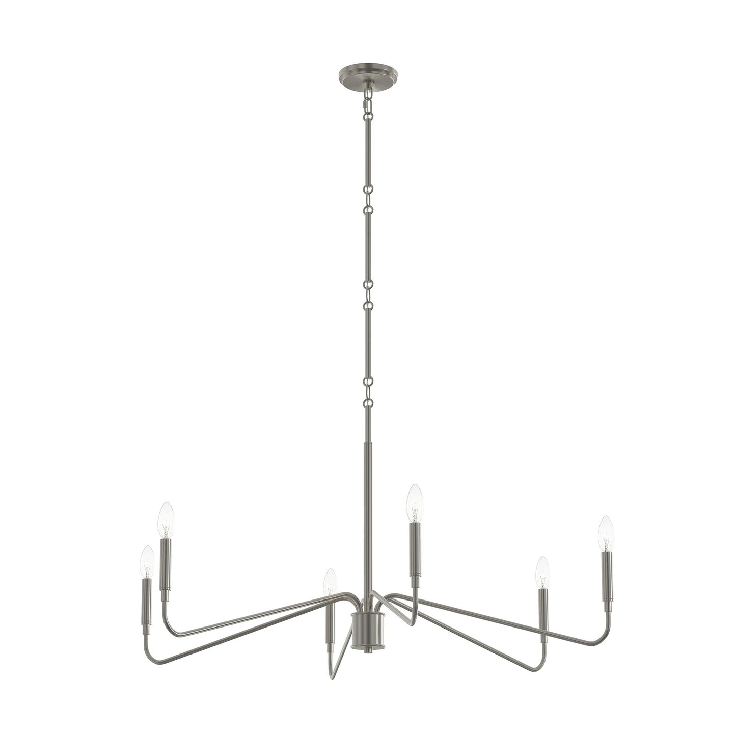 Progress Lighting P400472-009 Pilar 6 Light 40 inch Brushed Nickel Chandelier Ceiling Light - Main Product Image