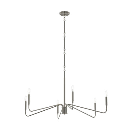 Progress Lighting P400472-009 Pilar 6 Light 40 inch Brushed Nickel Chandelier Ceiling Light - Main Product Image