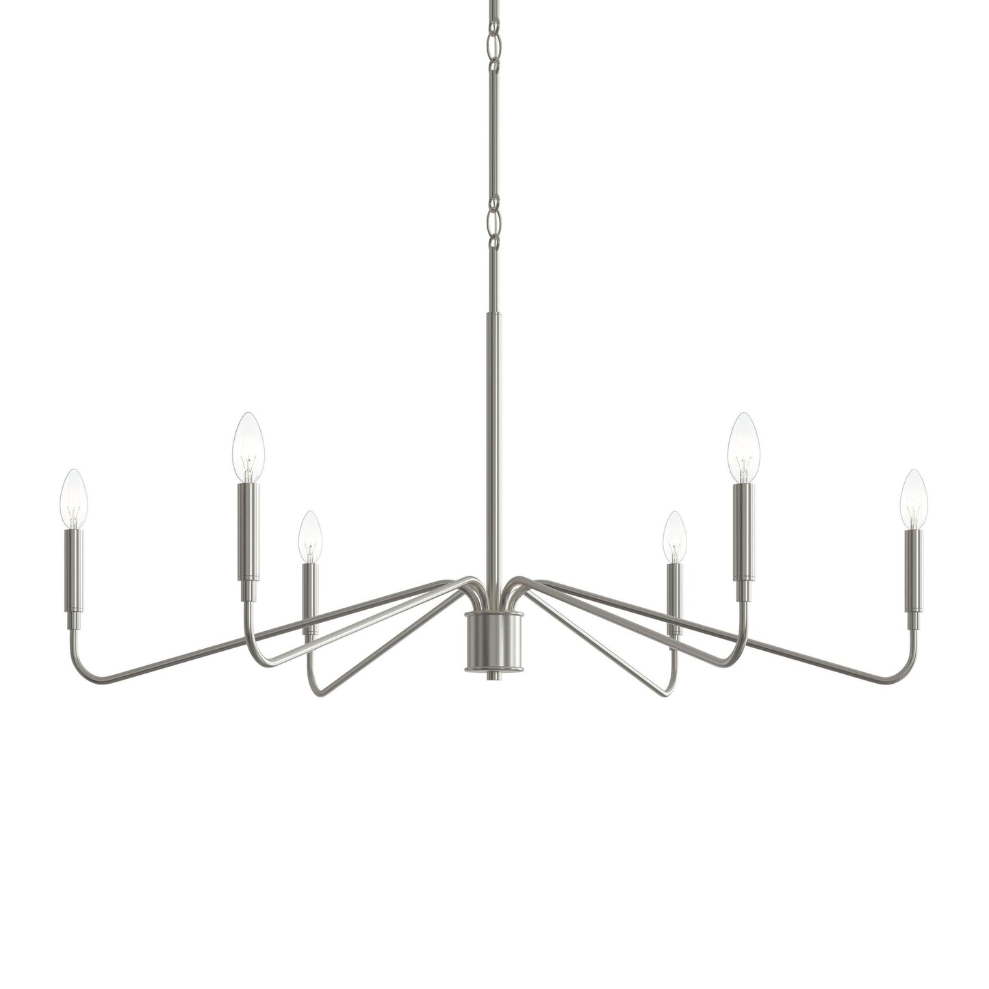 Progress Lighting P400472-009 Pilar 6 Light 40 inch Brushed Nickel Chandelier Ceiling Light
