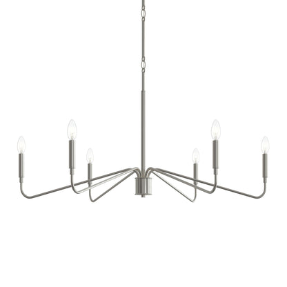 Progress Lighting P400472-009 Pilar 6 Light 40 inch Brushed Nickel Chandelier Ceiling Light