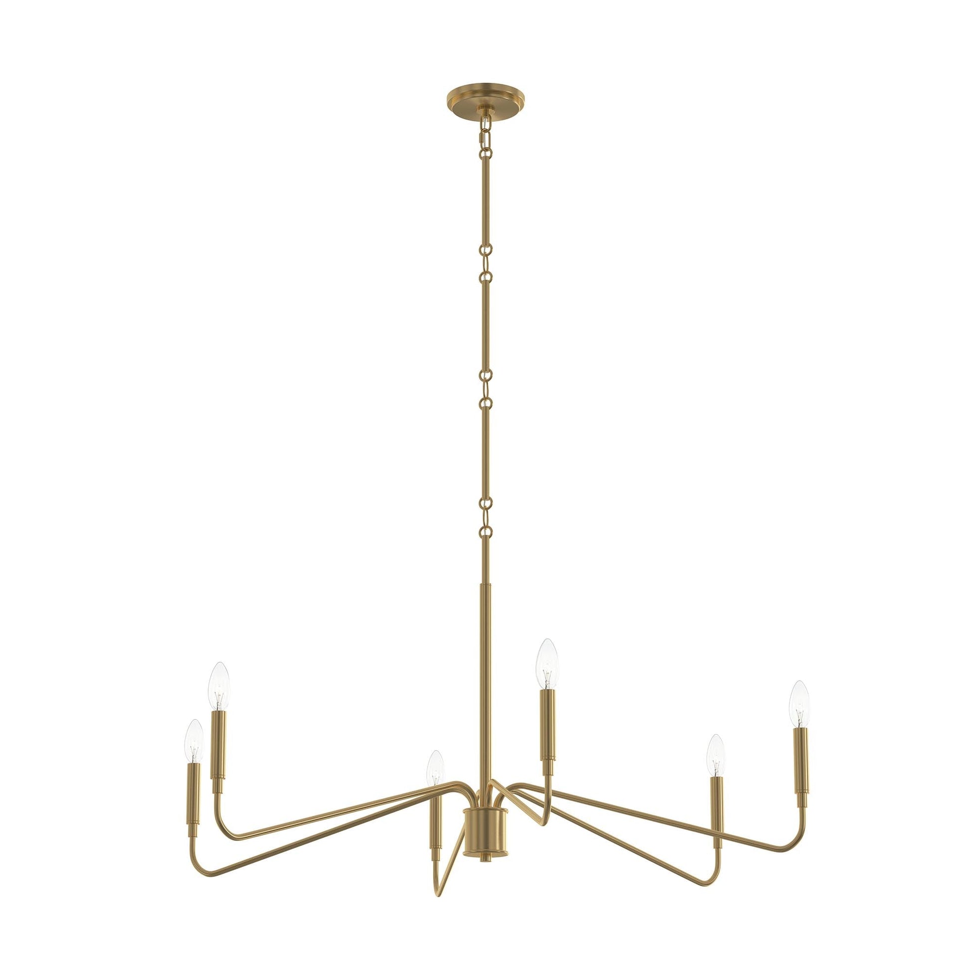 Progress Lighting P400472-191 Pilar 6-Light Brushed Gold Chandelier - Main Product Image