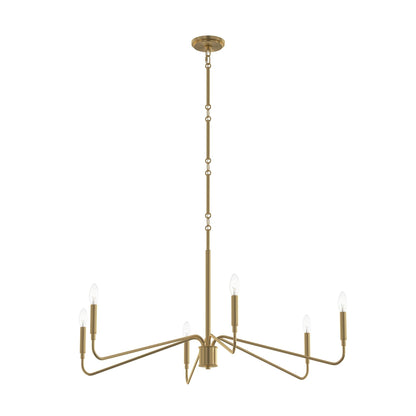 Progress Lighting P400472-191 Pilar 6-Light Brushed Gold Chandelier - Main Product Image
