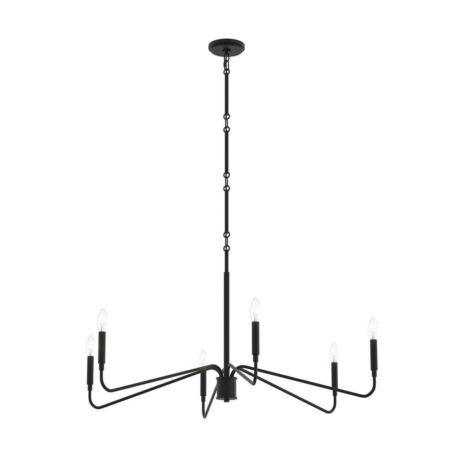 Progress Lighting P400472-31M Pilar 6 Light 40 Inch Matte Black Chandelier Ceiling Light - Product Image