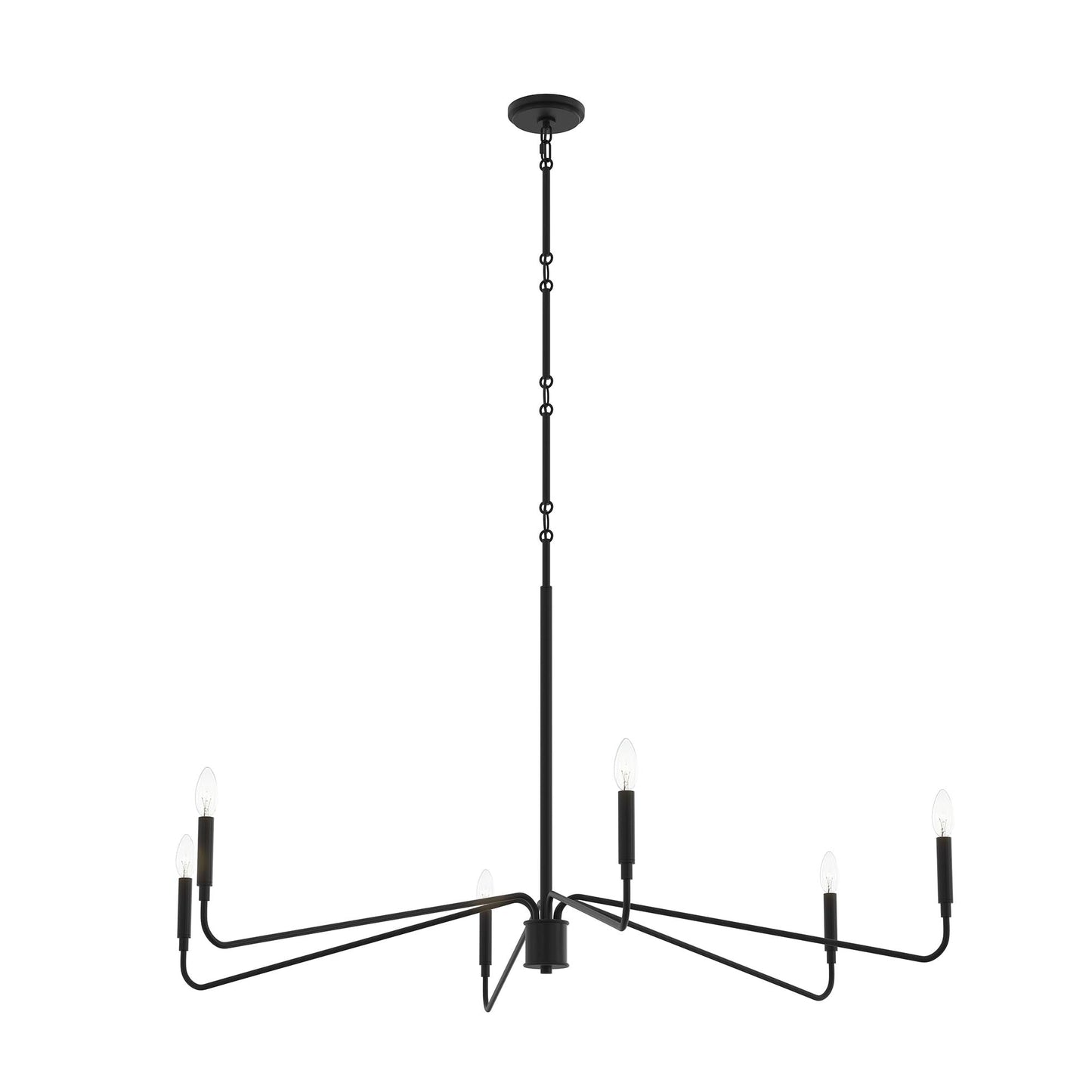 Progress Lighting P400473-31M Pilar 6 Light 50 inch Matte Black Chandelier Ceiling Light - Main Product Image