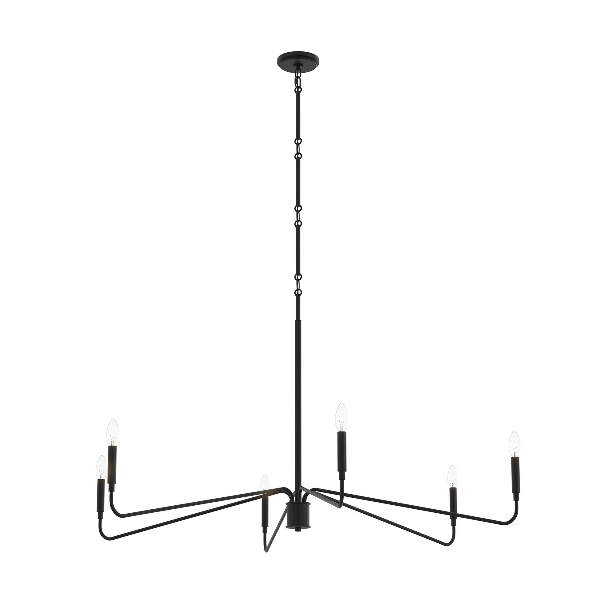 Progress Lighting P400473-31M Pilar 6 Light 50 inch Matte Black Chandelier Ceiling Light - Main Product Image