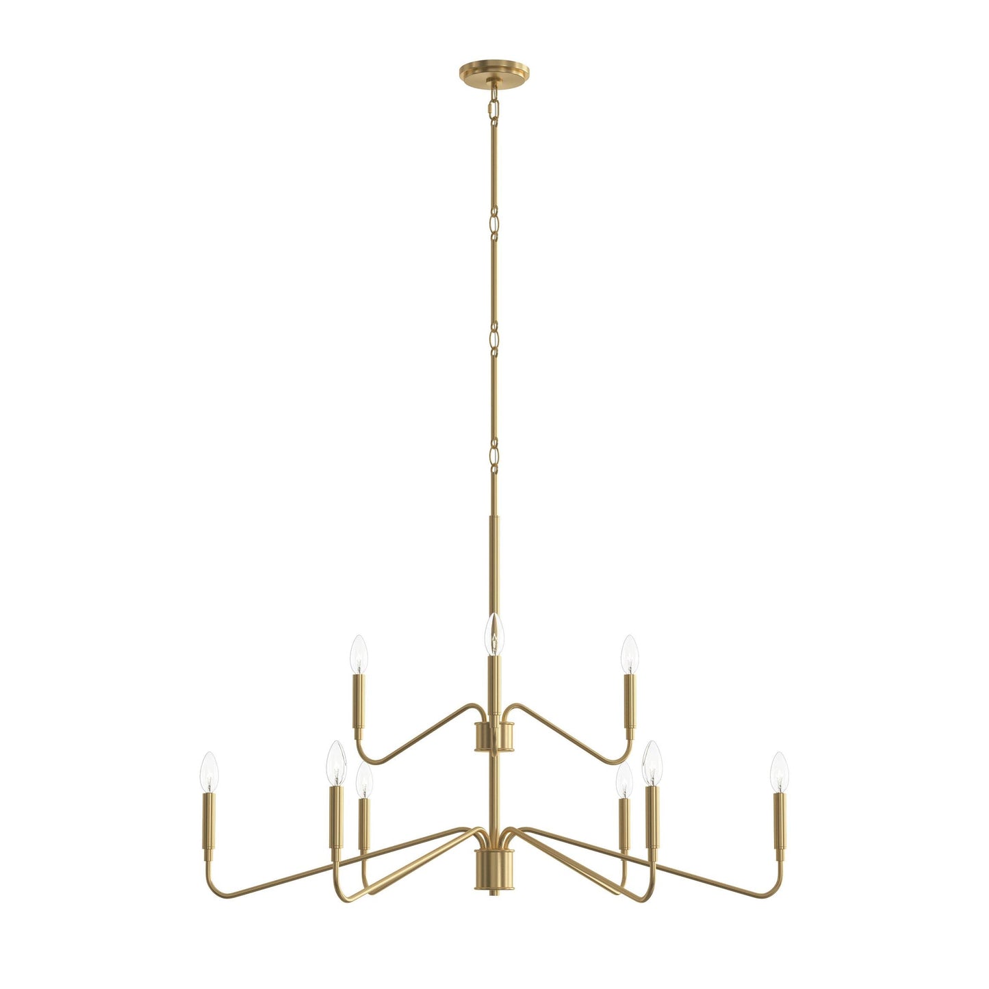 Progress Lighting P400474-191 Pilar 9 Light 40 inch Brushed Gold Chandelier