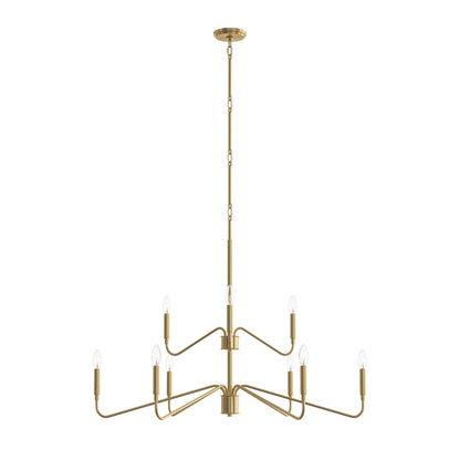 Progress Lighting P400474-191 Pilar 9 Light 40 inch Brushed Gold Chandelier