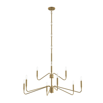Progress Lighting P400474-191 Pilar 9 Light 40 inch Brushed Gold Chandelier - Main Product Image
