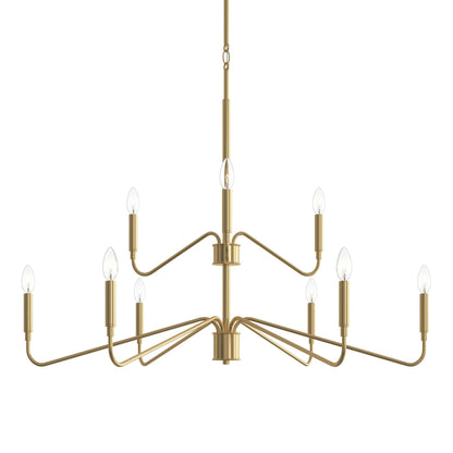 Progress Lighting P400474-191 Pilar 9 Light 40 inch Brushed Gold Chandelier