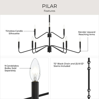 Progress Lighting P400474-31M Pilar Chandelier Features Infographic