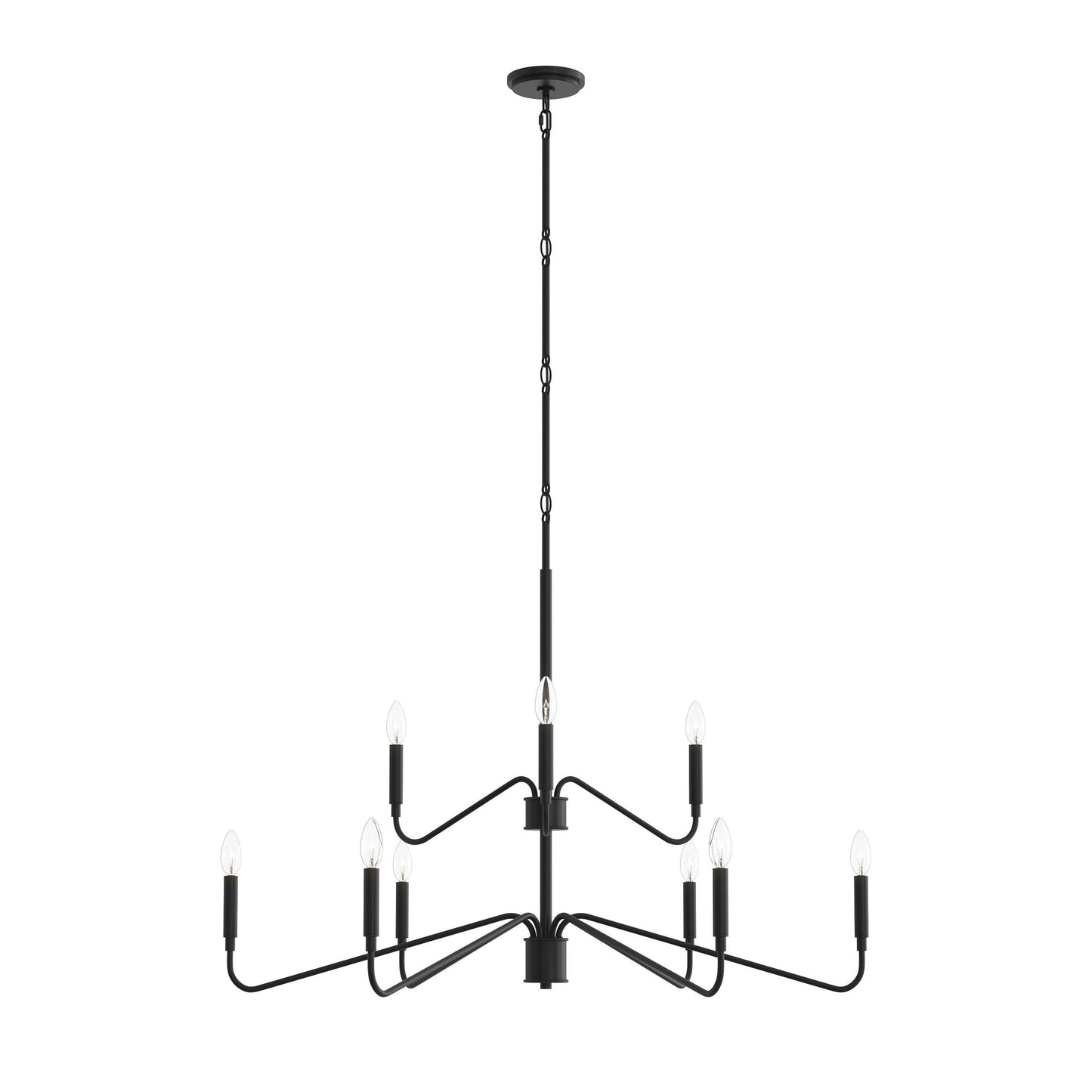 Progress Lighting P400474-31M Pilar 9 Light Matte Black Chandelier
