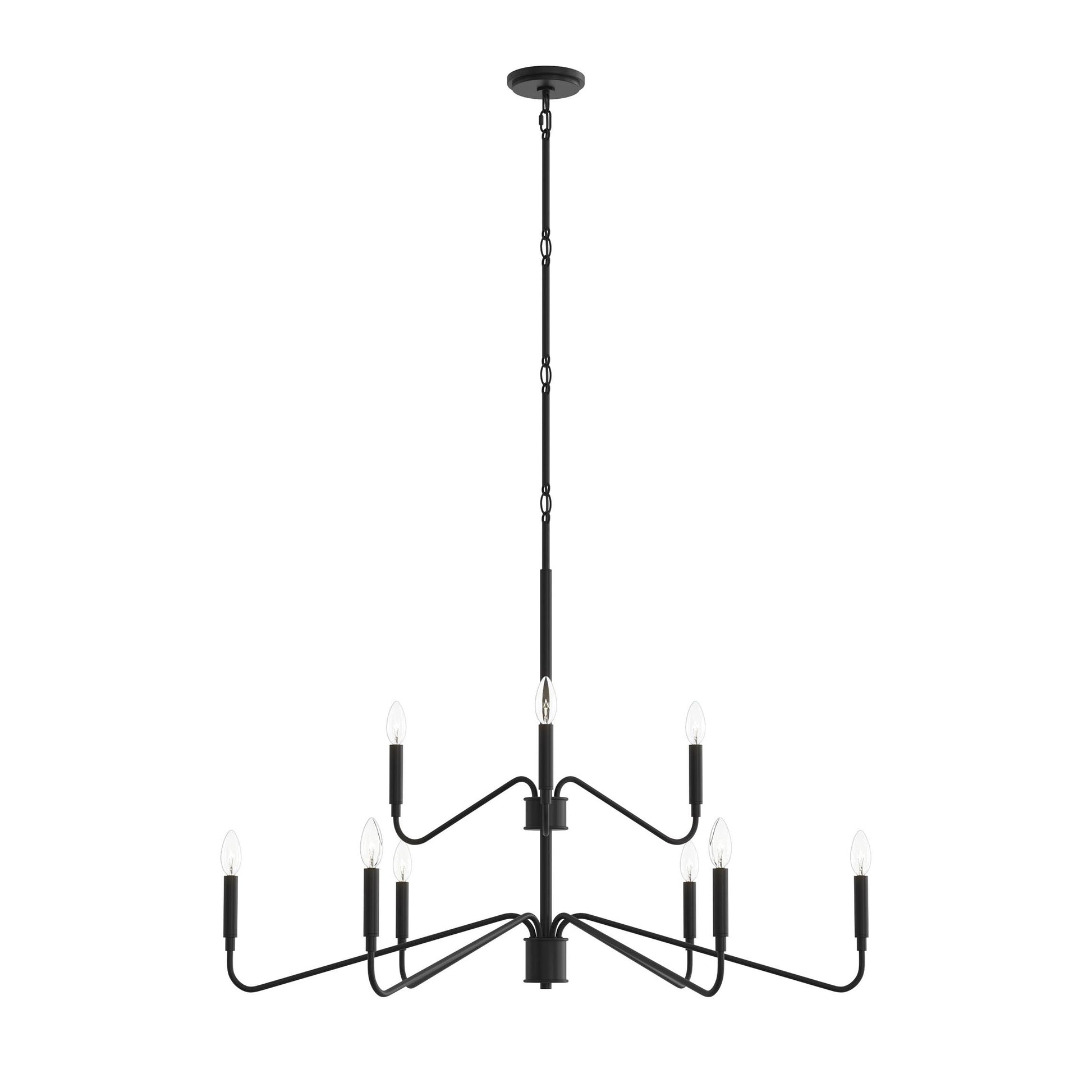 Progress Lighting P400474-31M Pilar 9 Light Matte Black Chandelier