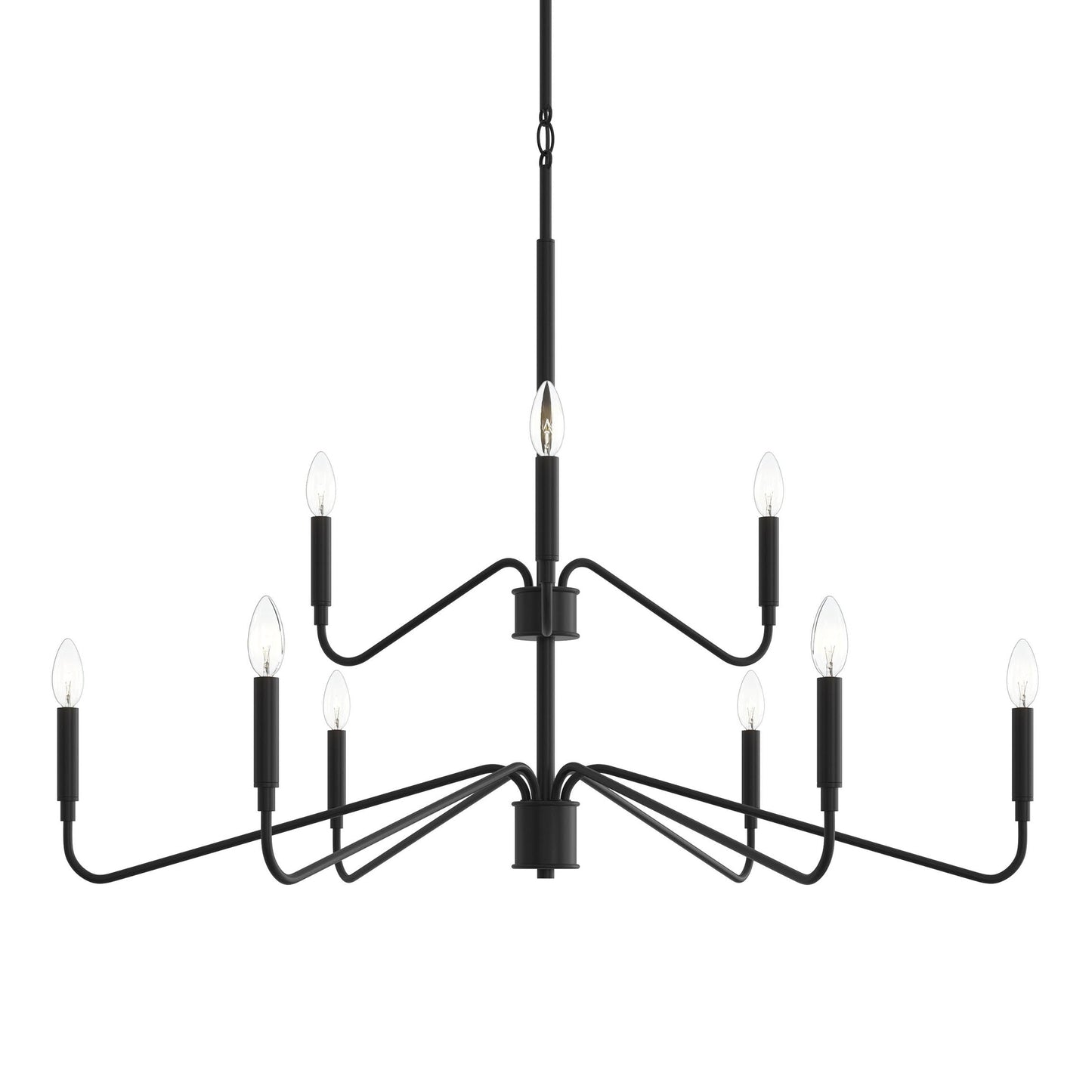 Progress Lighting P400474-31M Pilar 9 Light Matte Black Chandelier