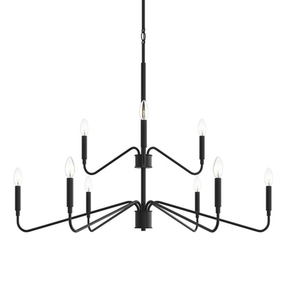 Progress Lighting P400474-31M Pilar 9 Light Matte Black Chandelier