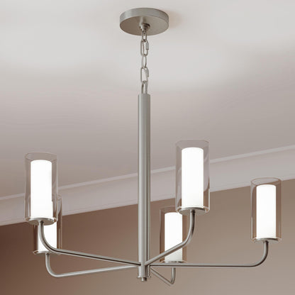 Progress Lighting P400475-009 Mack Brushed Nickel Chandelier installed in bedroom setting