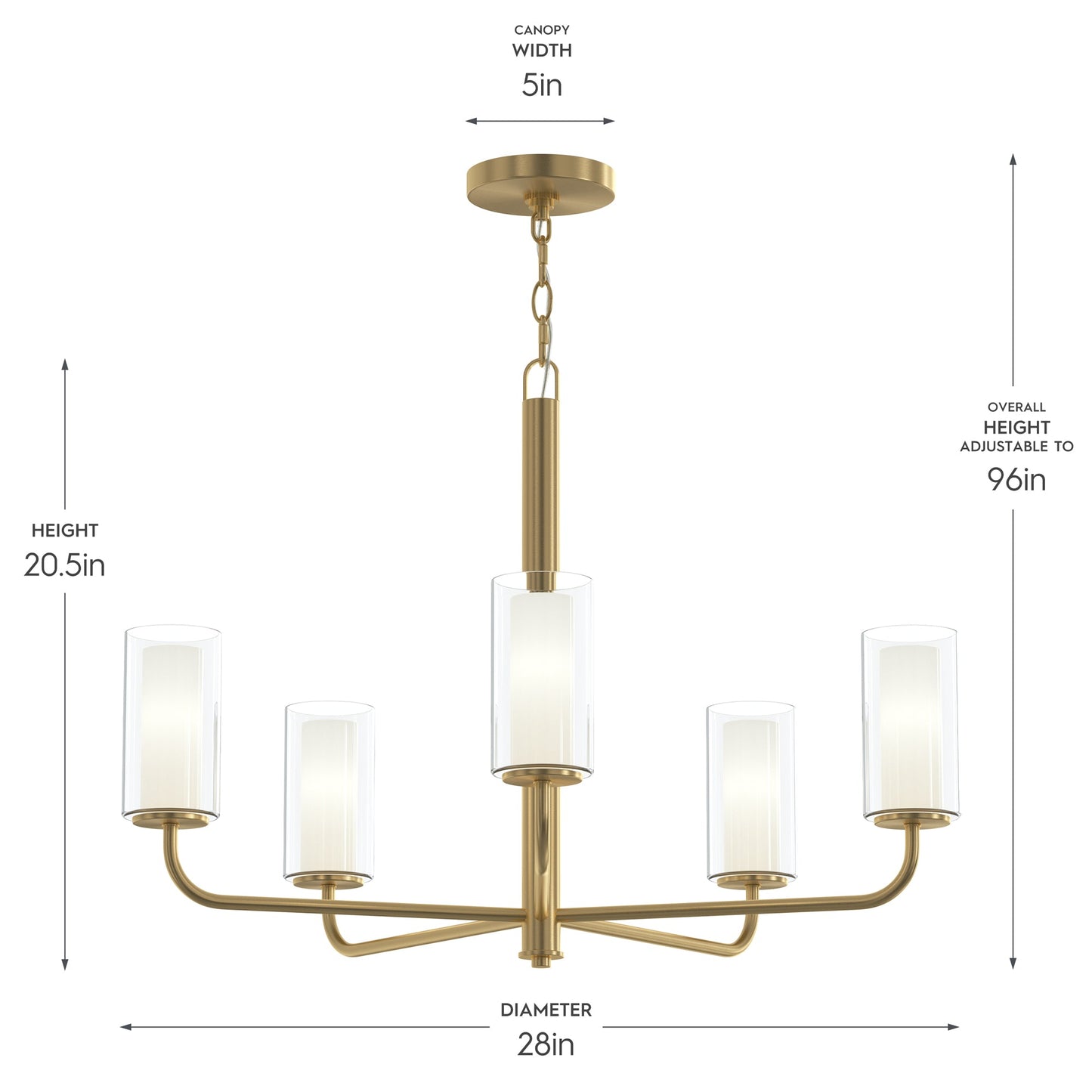 Progress Lighting P400475-191 Mack Chandelier - Dimensions Diagram (28in Diameter, 20.5in Height)