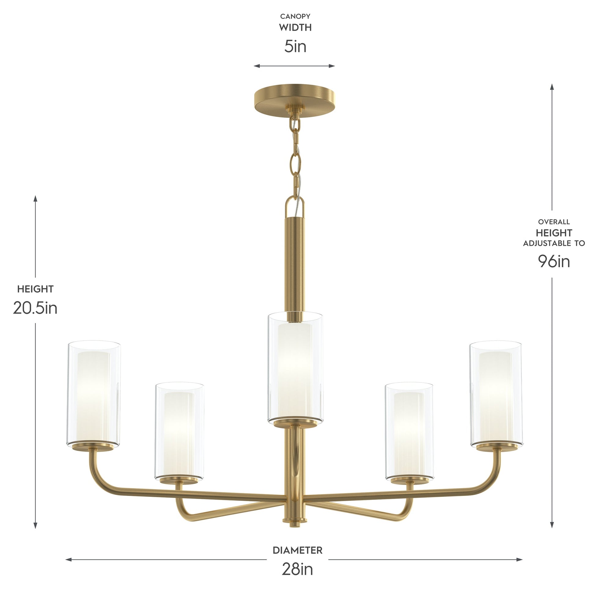 Progress Lighting P400475-191 Mack Chandelier - Dimensions Diagram (28in Diameter, 20.5in Height)