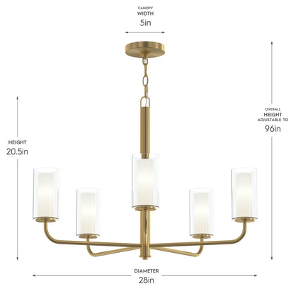 Progress Lighting P400475-191 Mack Chandelier - Dimensions Diagram (28in Diameter, 20.5in Height)