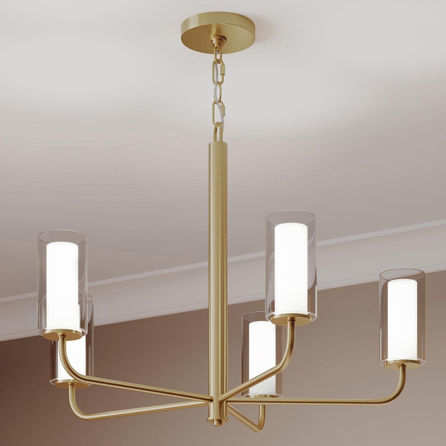 Progress Lighting P400475-191 Mack Brushed Gold Chandelier - Room Application Shot