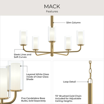 Progress Lighting P400475-191 Mack Brushed Gold Chandelier - View 6