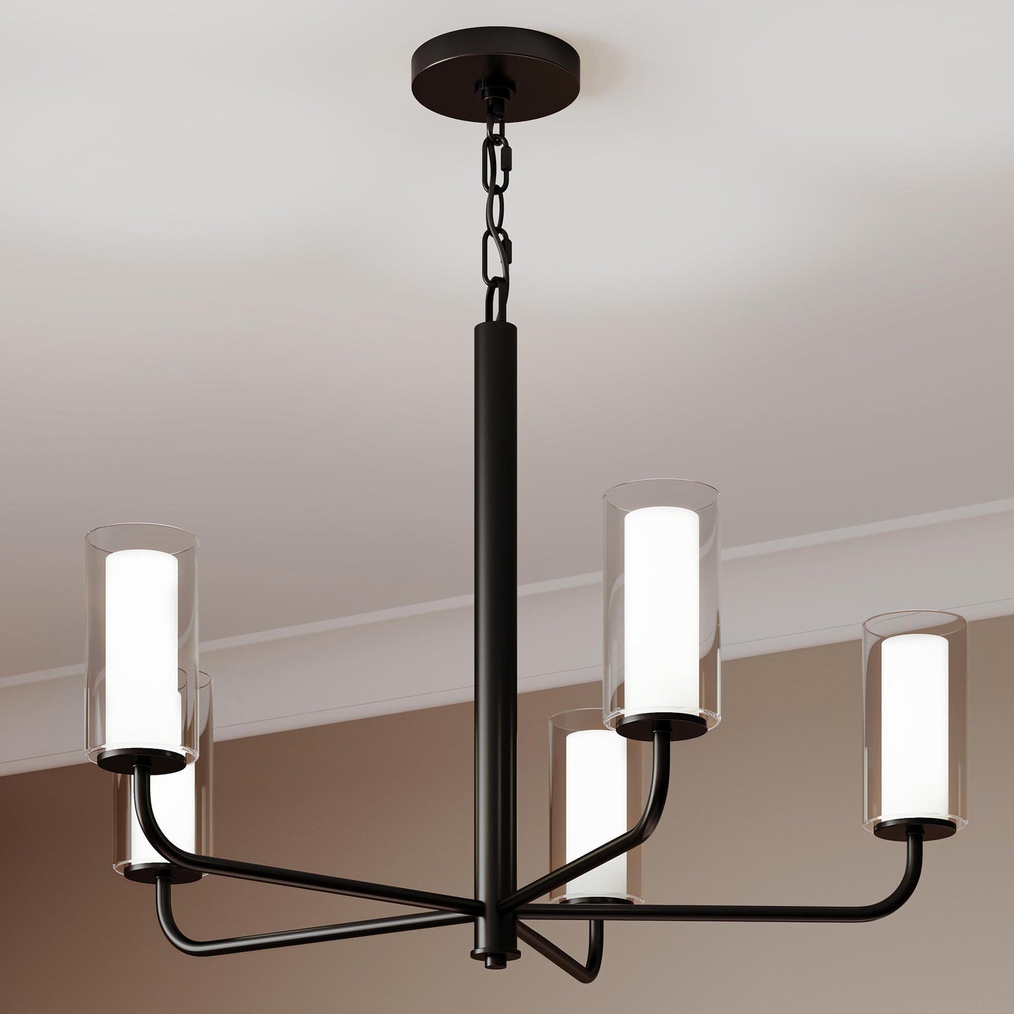 Progress Lighting P400475-31M Mack 5 Light 28 inch Matte Black Chandelier - Application Shot