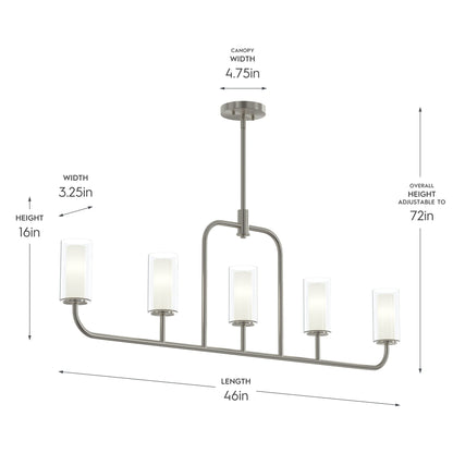 Progress Lighting P400476-009 Mack Linear Chandelier Dimensions - 46 inch Length 16 inch Height 72 inch Adjustable