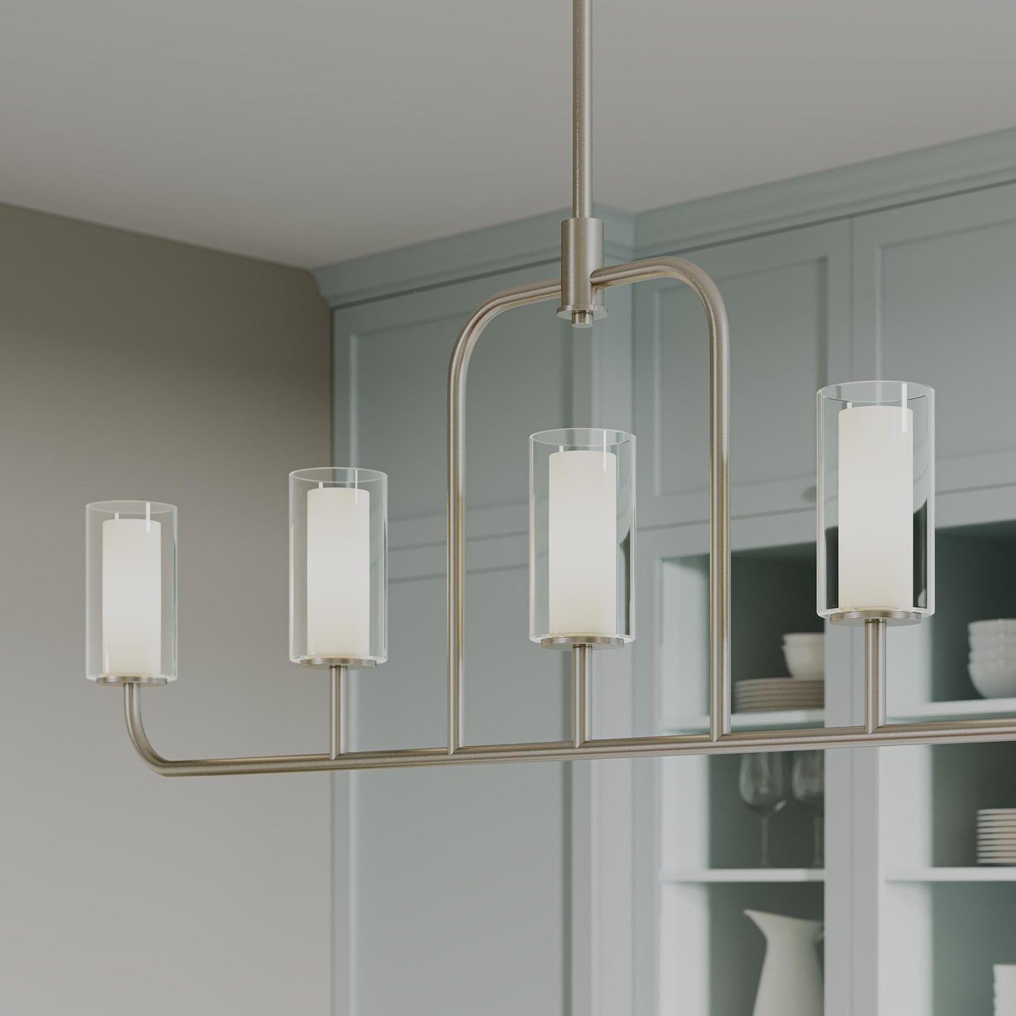 Progress Lighting P400476-009 Mack 5 Light Brushed Nickel Linear Chandelier - Detail View