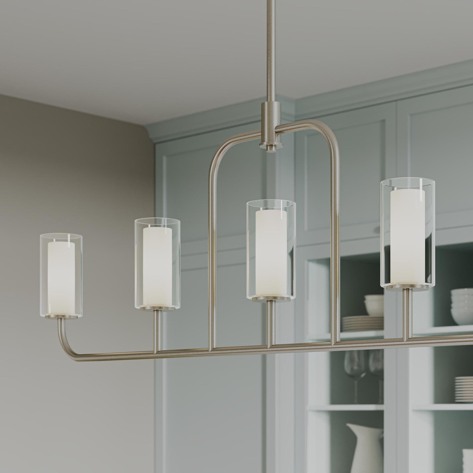 Progress Lighting P400476-009 Mack 5 Light Brushed Nickel Linear Chandelier - Detail View