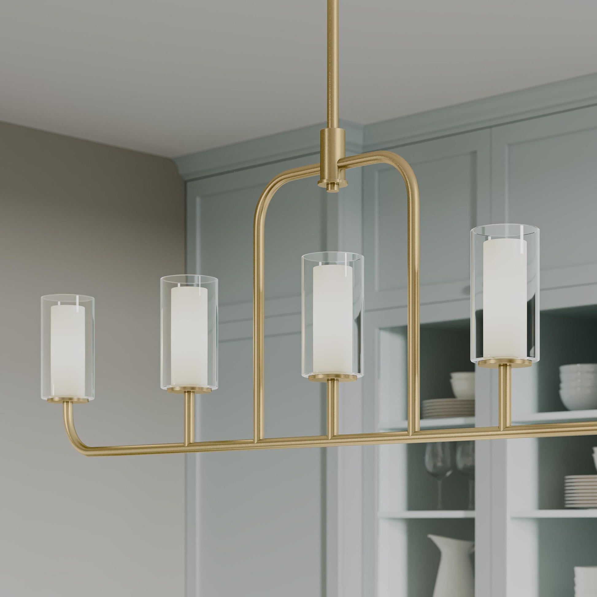Progress Lighting P400476-191 Mack 5 Light Brushed Gold Linear Chandelier - Detail View 6