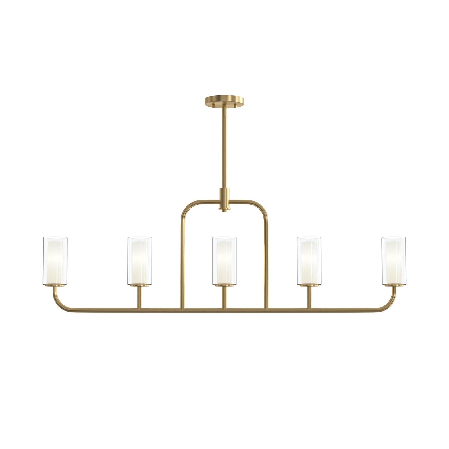 Progress Lighting P400476-191 Mack 5 Light Brushed Gold Linear Chandelier - Front View