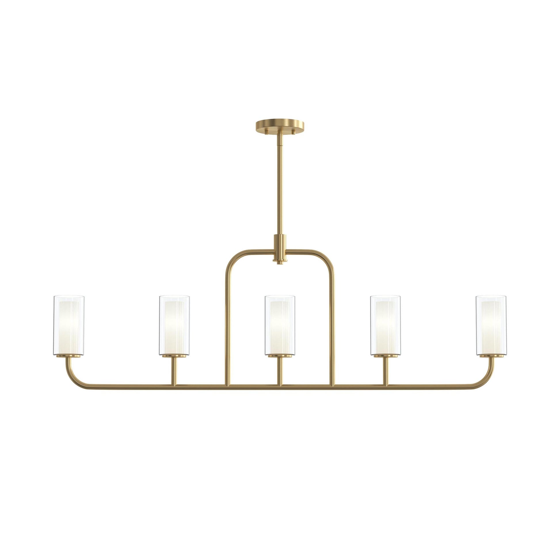 Progress Lighting P400476-191 Mack 5 Light Brushed Gold Linear Chandelier - Front View