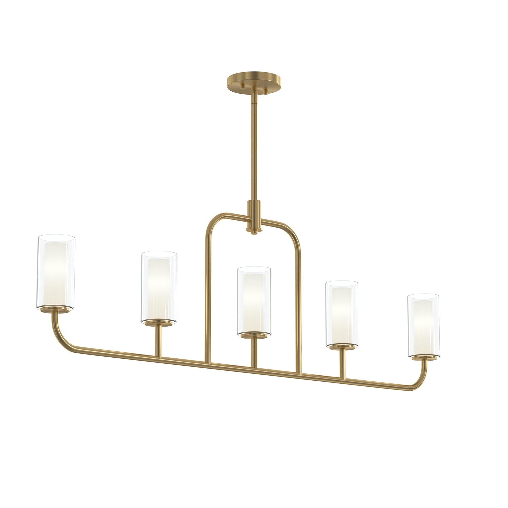 Progress Lighting P400476-191 Mack 5 Light 46 inch Brushed Gold Linear Chandelier - Main Product Image