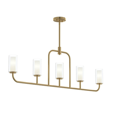 Progress Lighting P400476-191 Mack 5 Light 46 inch Brushed Gold Linear Chandelier - Main Product Image