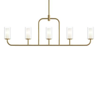 Progress Lighting P400476-191 Mack 5 Light Brushed Gold Linear Chandelier - Detail View 8
